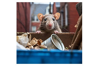 Rat in trash can